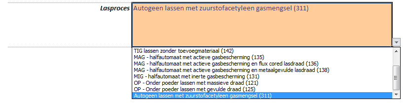 Uitgebreide lasproces keuzen van de lasser tool